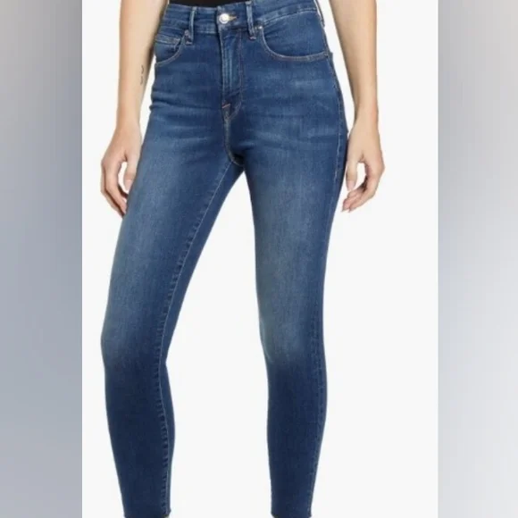 Good American 98%organic Cotton High Waist Raw Hem Skinny Jeans - Size 8 - Picture 1 of 8